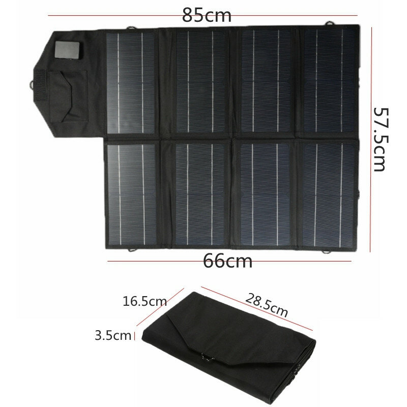 Cargador de Panel Solar de 50W, salida plegable para exteriores, 12V/3A, 5V/2A, doble puerto USB, paneles solares, cargador de coche, teléfono, ordenadores portátiles, batería