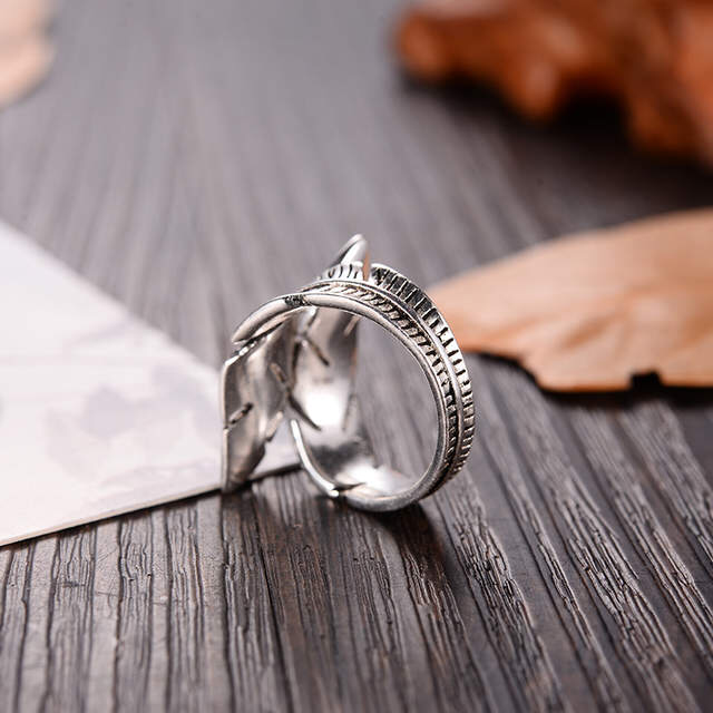 2020 Bijoux moda prawdziwe 925 srebro pierścionki z piór dla kobiet Boho regulowany S925 antyczne pierścienie Anillos joyas de plata