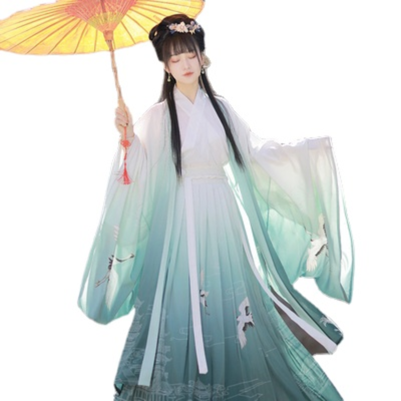 Tarian Rakyat Gaun Peri Dinasti Tang Retro Pakaian Hanfu Tradisional Cina untuk Wanita Gaun Tari Putri Dinasti Han Kuno