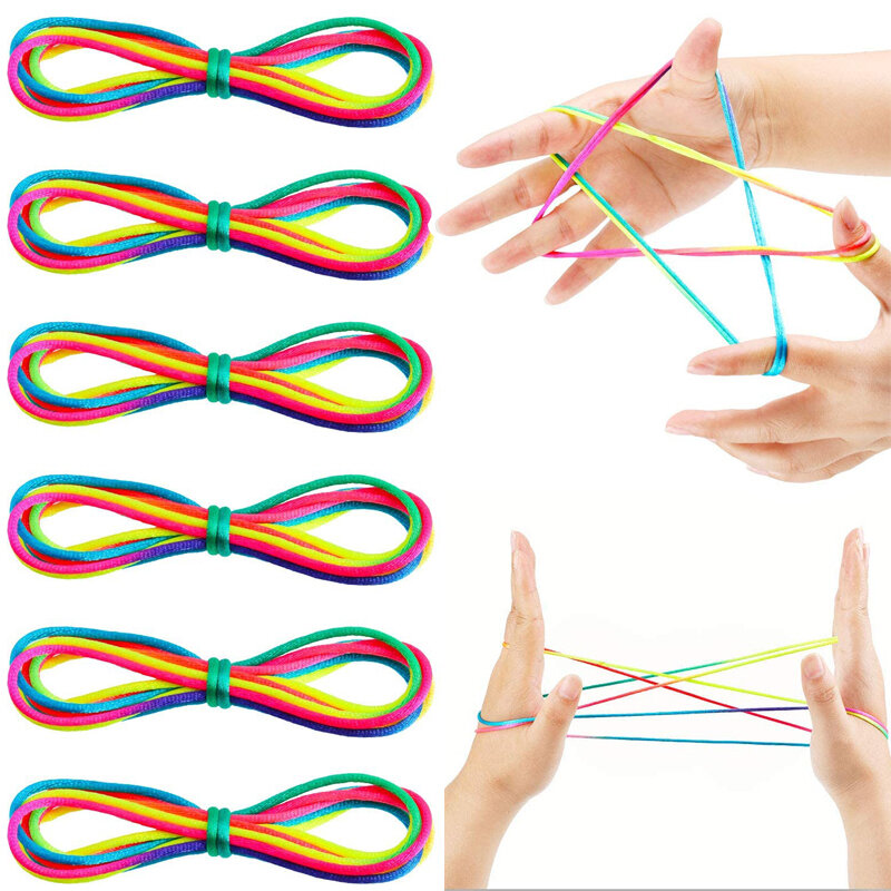 Regenbogen Farbe Wiege Schnur Finger Spiele klassische Seil Faden Spielzeug Seile Hand String Puzzle Spiel erstellen Spielzeug liefert
