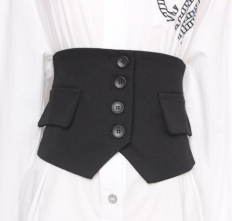 Pista feminina moda elástico tecido preto cummerbunds feminino vestido espartilhos cintura cintos decoração cinto largo r2837