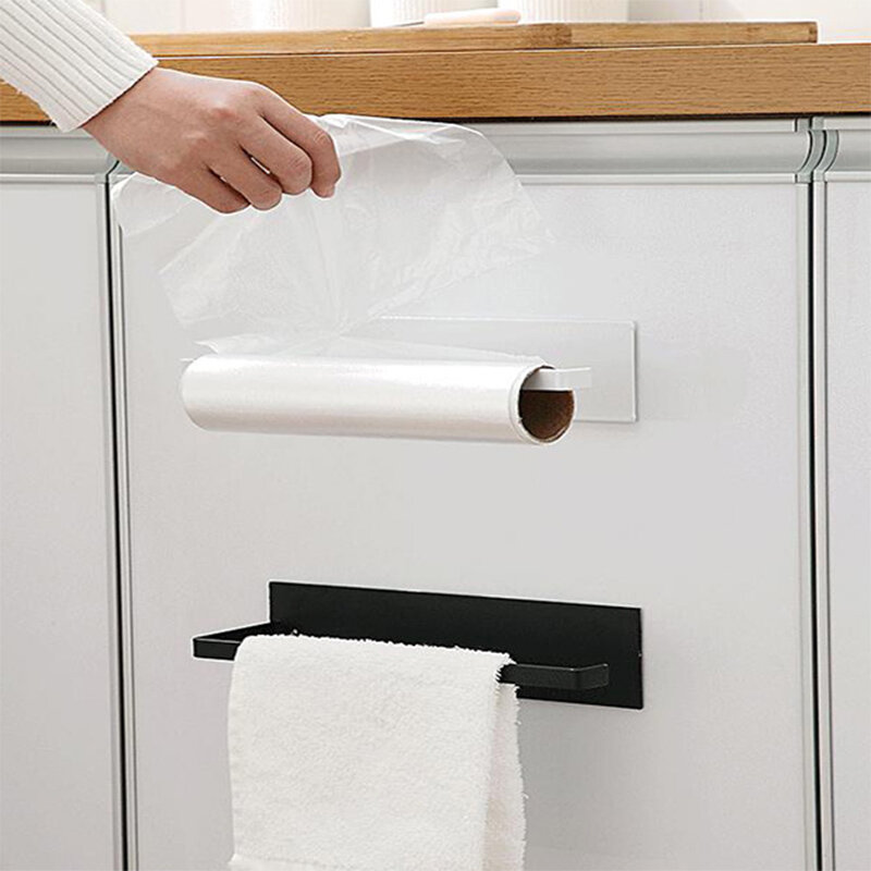 Estante para rollo de perforaciones, soporte para toallas de papel, colgador de pañuelos, estante para armario sin clavos, accesorios diversos