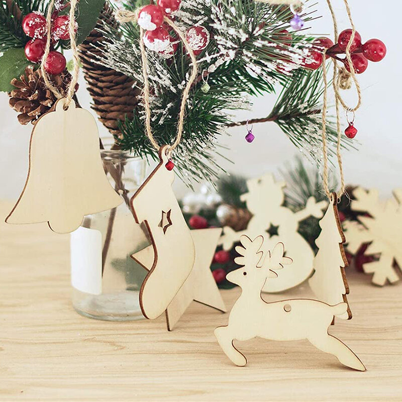 木製のクリスマスの飾り,10個,未完成,ドリルされていない,木製の円,手作りのキャンドル,結婚の吊り下げ装飾