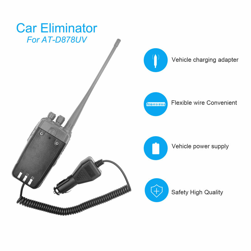 Car Charger Battery Eliminator para Anytone AT-DMR Radio, 100% Original, alta qualidade, AT-D878UV Plus