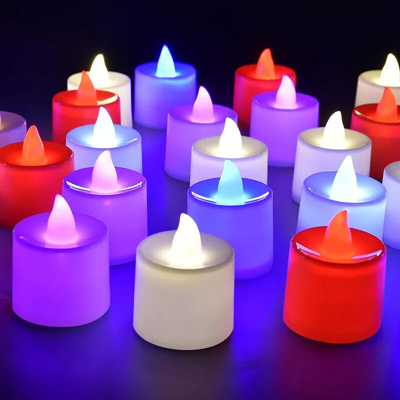 LED Candle with Battery Multicolor Candle Lamp Simulation Tea Light Wedding Birthday Party Decor Candle Accessories