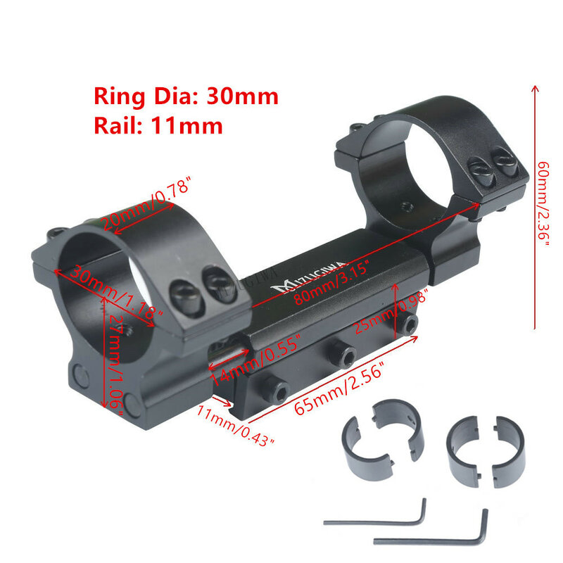 Zero Recoil Scope Mount 25.4mm 1" / 30mm Rings w/Stop Pin fit 11mm / 20mm Dovetail Picatiiny Rail Weaver Hunting Base no logo