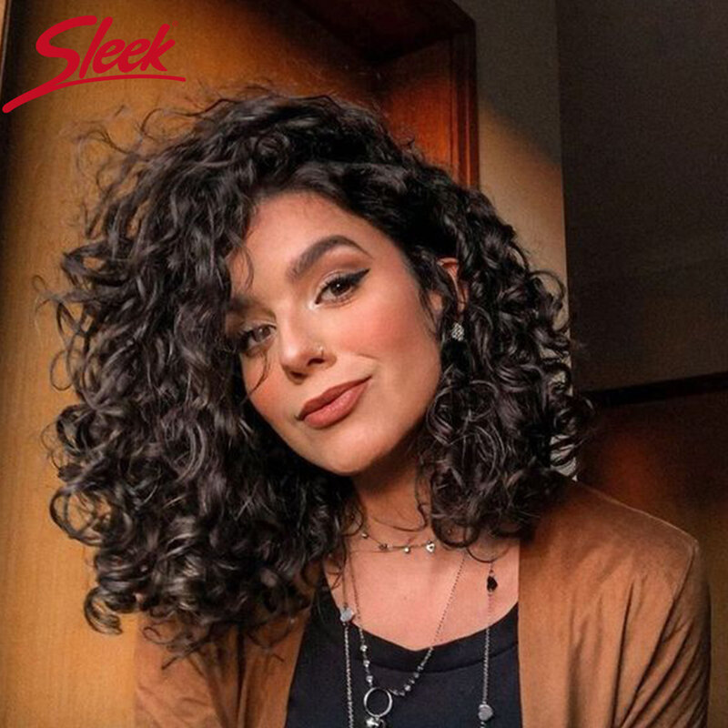 Sleek Lace Human Hair Wigs For Women Curly Brazilian Hair Wigs Natural Short Highlight Colored Lace Wigs Kinky Curly Lace Wigs
