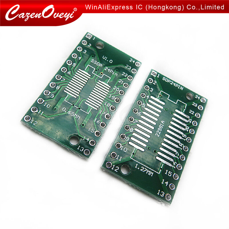 10 buah/lot SOP24 SSOP24 tsssop24 sampai DIP24 PCB Pinboard SMD untuk DIP 0.65mm/1.27mm ke 2.54mm DIP Pin laras papan PCB soket konverter