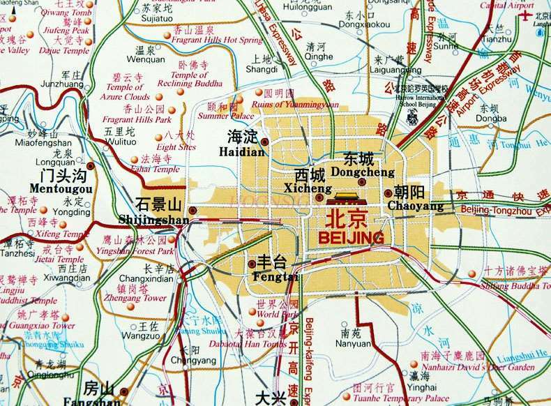 Beijing traffic travel map Beijing tourist attractions characteristic business district