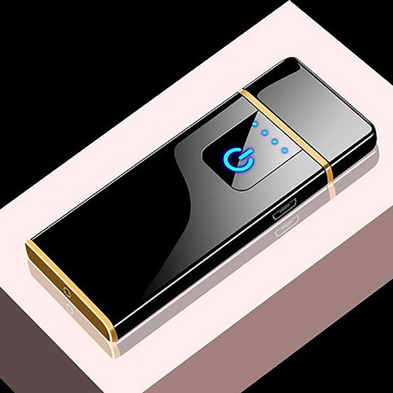 USBไฟแช็กTouch Induction Ultra-Thin Miniชาร์จไฟWindproofสร้างสรรค์ชาร์จอิเล็กทรอนิกส์โลหะบุหรี่ไฟแช็ก