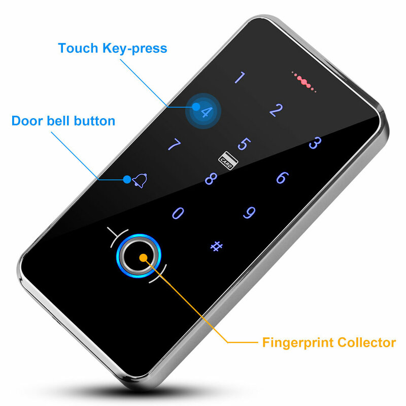 Уличная Водонепроницаемая RFID биометрическая клавиатура с контролем доступа по отпечатку пальца, сенсорная клавиатура 13,56 МГц, электронная система открывания дверей