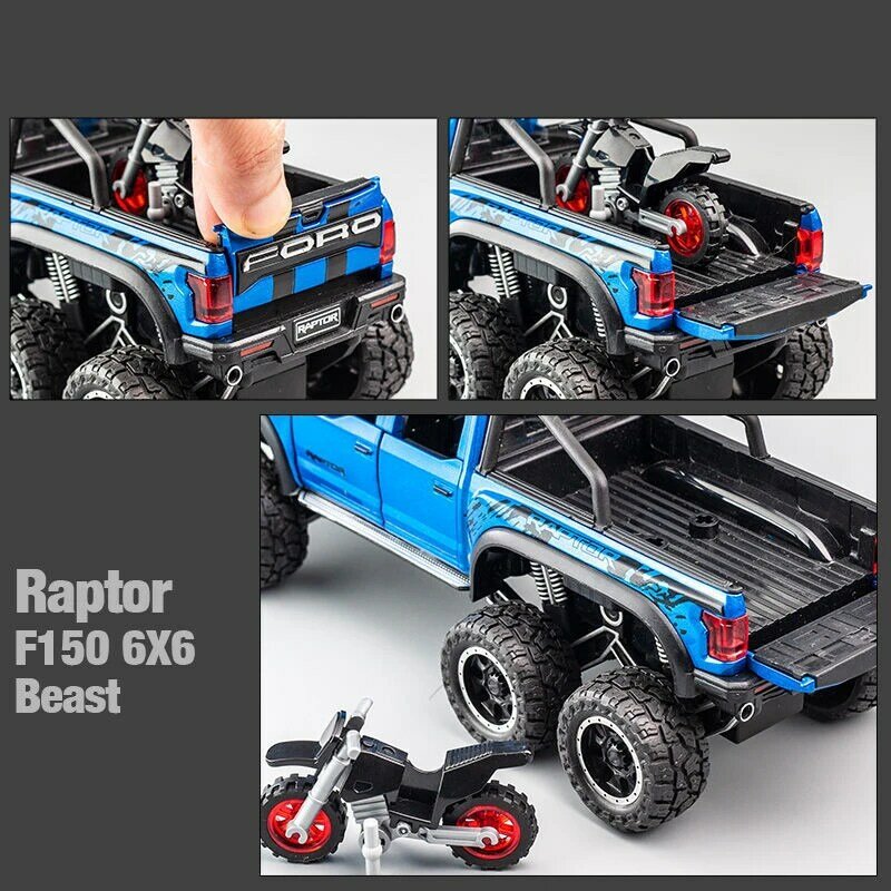 Ford Raptor F150-vehículo todoterreno modificado de aleación, vehículo de juguete fundido a presión, colección de modelos de coches de Metal, juguetes para niños, regalo, 1/28