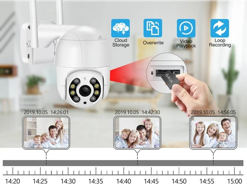 To 8MP PTZ Wifi IP Camera Outdoor 4K AI Human Automatic Tracking H.265 ONVIF Audio CCTV Wireless 5MP Security Camera