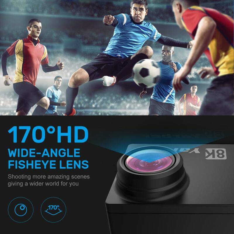 Yarber 8K WIFI 액션 스포츠 카메라 20MP HD 40M 방수 4K 액션 캠 APP 블루투스 음성 제어 자전거 헬멧 비디오 카메라