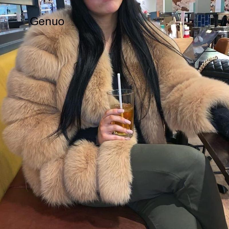 Abrigo de piel sintética de zorro para mujer, chaquetas gruesas y cálidas para invierno, 2020