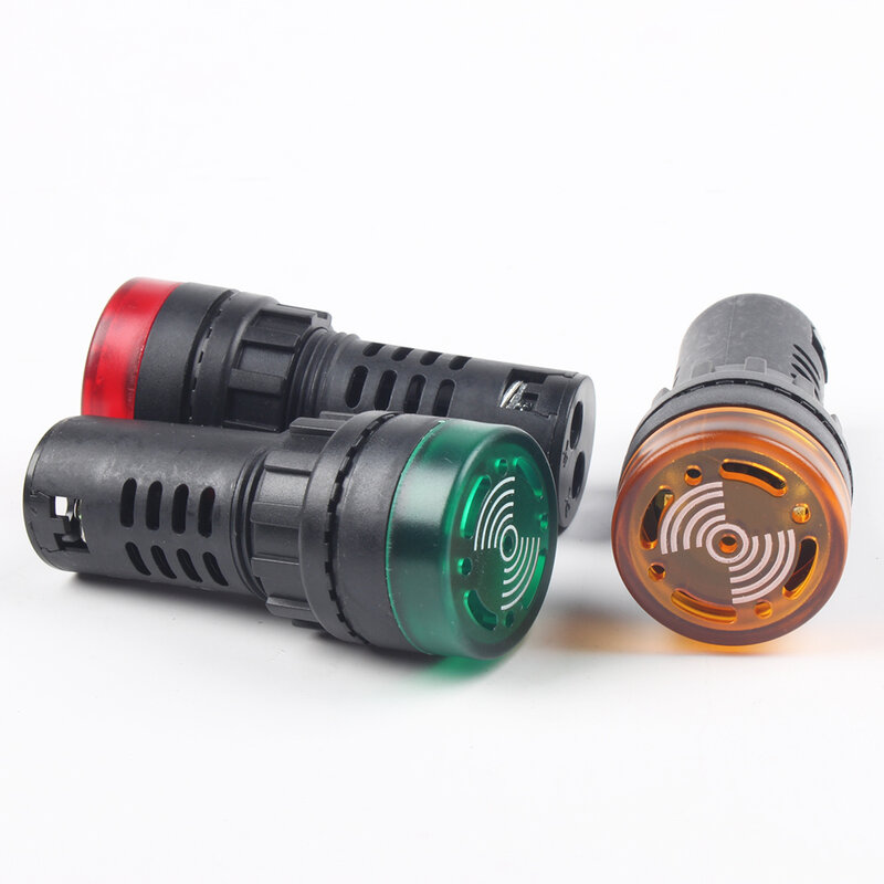 1pc 12V 24V 220V 22mm Flash Signal Light  colorful AD16-22SM Red LED Active Buzzer Beep Alarm Indicator Red Green Yellow