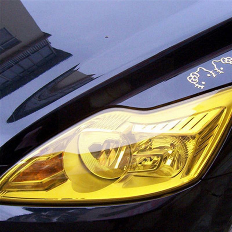 Желтая автомобисветильник фара, задний фонасветильник, ТИНТ, виниловая пленка, пленка для лампы, наклейка, лист, меняющий цвет дыма, матовая задняя противотуманная наклейка
