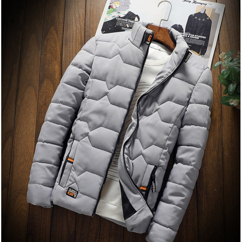 2021 männer Einfarbig Gestreiften Mode Revers Plus Samt Gepolsterte Mantel Winter Mantel Kleidung Isolierung und Kalten Schutz In Winter
