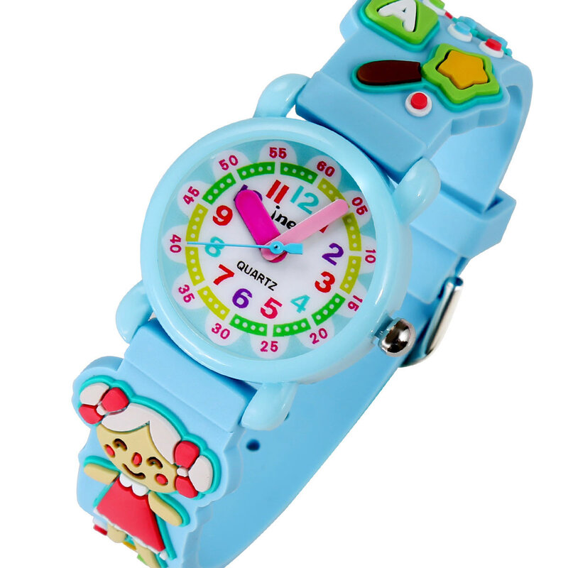 Azul niña niños de cuarzo, de dibujos animados color esfera digital impermeable niños reloj regalo para las niñas montre enfant regalos de navidad