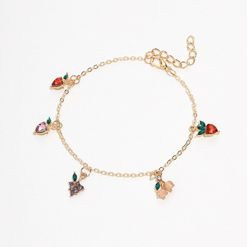 Ensemble de bracelets de cheville simples en cristal doux pour femmes, fruits, papillon, étoile, bracelet de cheville, mode, fête, bijoux, cadeaux, 5 pièces
