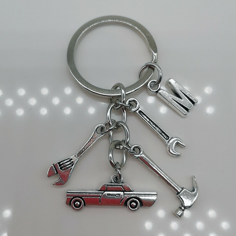 Mechanical Keychain Dad Father Initial Keychain Father's Day Gift Letter A-Z Truck Keychain Truck Key Ring Car Truck Lover Gift