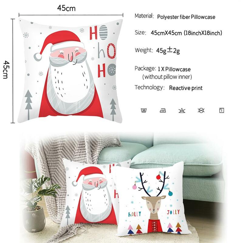 Red Pillowcase 45cm Christmas Cushion Cover Christmas Decor For Home Polyester Pillowcase Printed Cushion Covers For Sofa 2024
