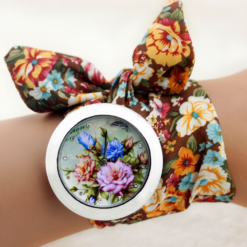 Shsby новые уникальные женские наручные часы с цветочным рисунком, модные женские наручные часы высокого качества, часы из ткани, милые наручные часы для девочек