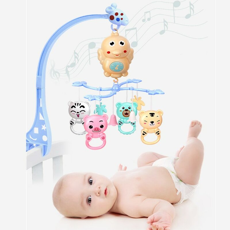 Chocalhos do bebê conjunto de suporte da criança brinquedo sensorial berço móvel titular caixa musical rotativo sino cama recém-nascido do bebê menino brinquedos