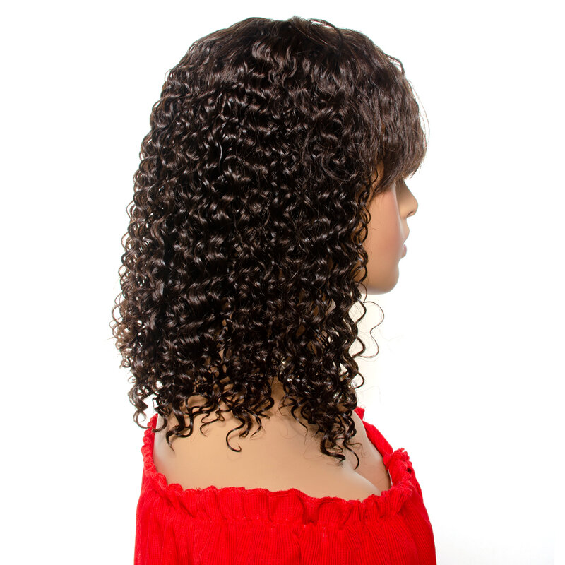 Pixie Cut Wig Brazilian Water Wave Bob Wigs 4# Color Glueless Machine Made Human Hair Full Wigs Remy Yepei Hair