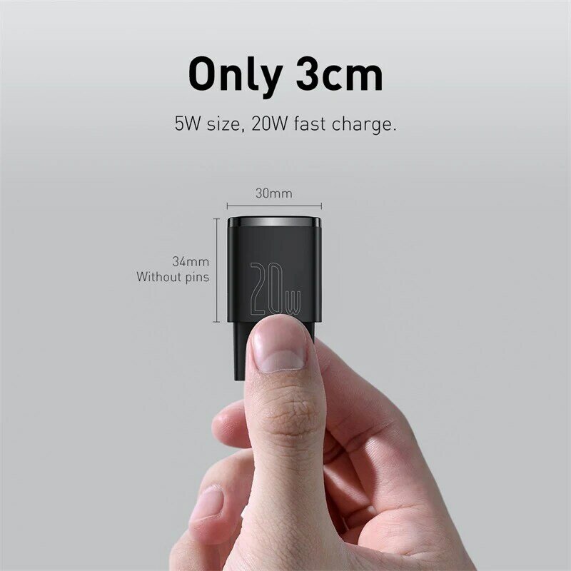 Baseus USB Loại C 20W Di Động USB C Hỗ Trợ Sạc Loại C PD Sạc Nhanh Cho iPhone 14 13 12 Pro Max 11 Mini 8 Plus