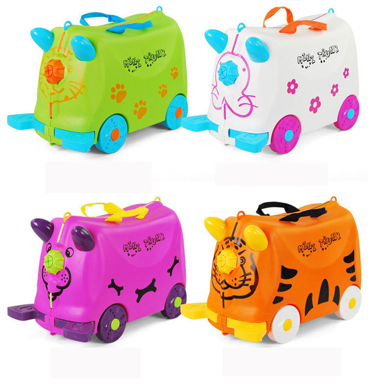 Moda de viagem crianças bagagem carrinho multicolorido animais modelagem malas crianças caso difícil mala armazenamento criança verde branco
