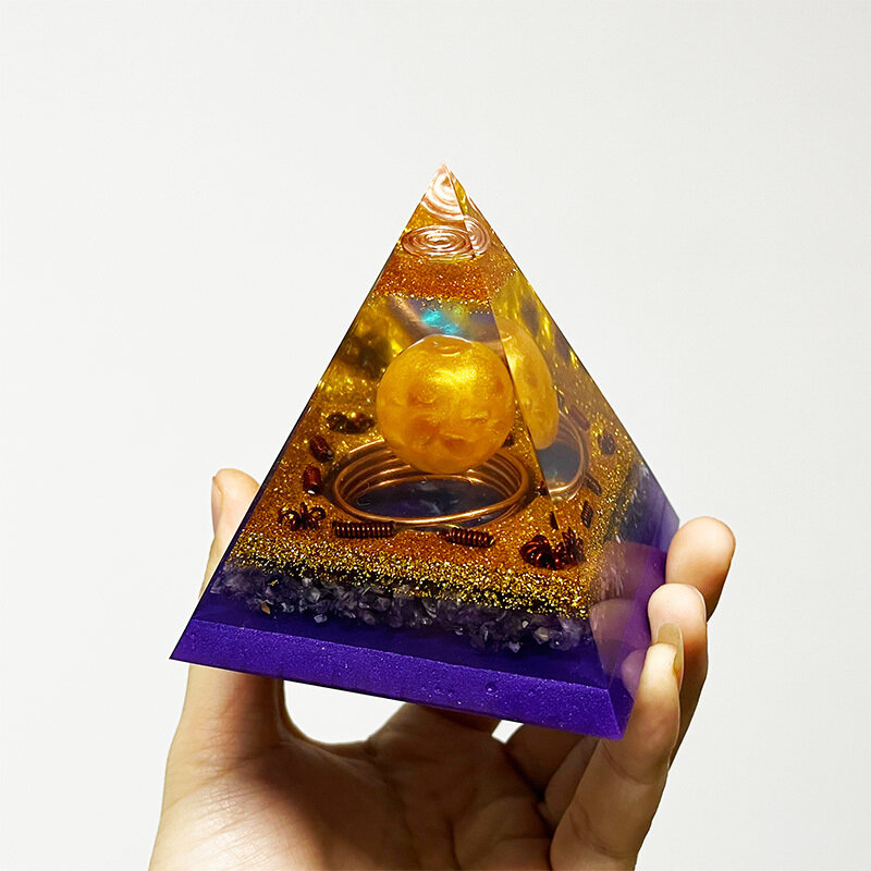 Energie Generator Orgon Pyramide Amethyst Citrin Healing Natürliche Kristall Reiki Chakra Generator Orgonite Meditation