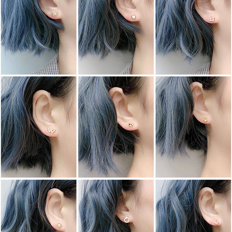 Boucles d'oreilles en Zircon pour femmes, plusieurs Styles, exquis, étoile, lune, or, Micro incrusté, clous d'oreille, cadeau à la mode, 1 pièce