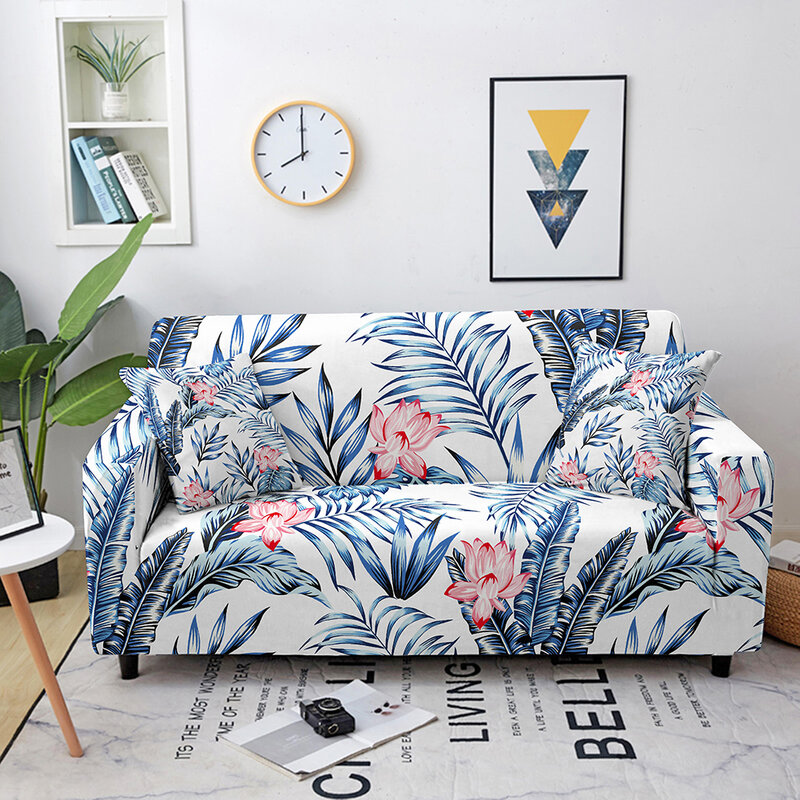 Tropical Elastic Sofa Cover For Living Room Sofa Cover Chaise Lounge Sectional Couch Cover Corner Sofa Slipcover 1/2/3/4 Seaters