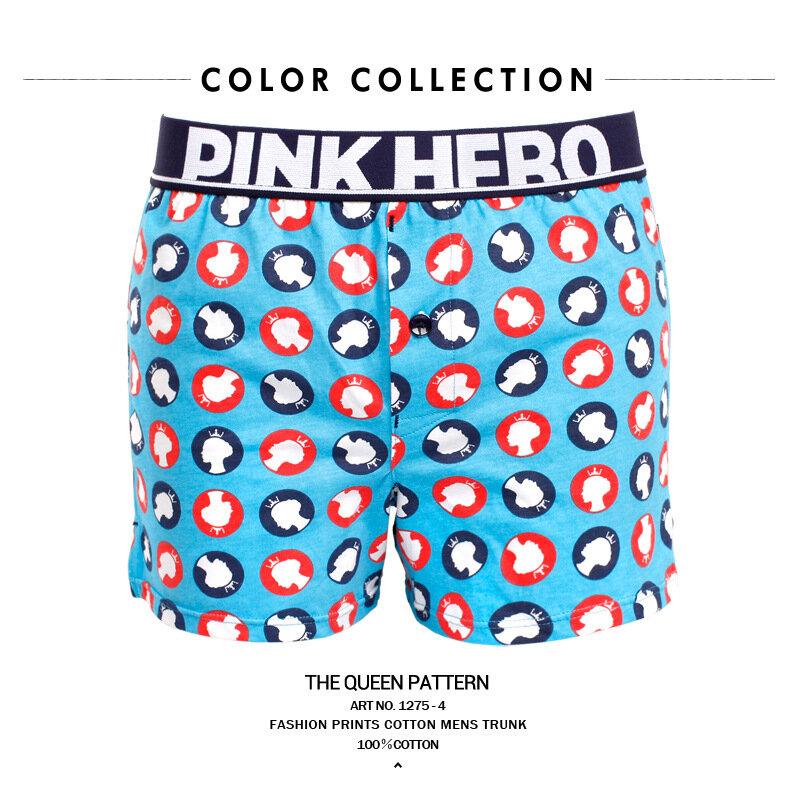 สีชมพู Hero Underpants การพิมพ์ชาย Arrow กางเกง2ชิ้น/ล็อต Mens Boxershort ผู้ชายชุดชั้นในนักมวย Original Design ตรง