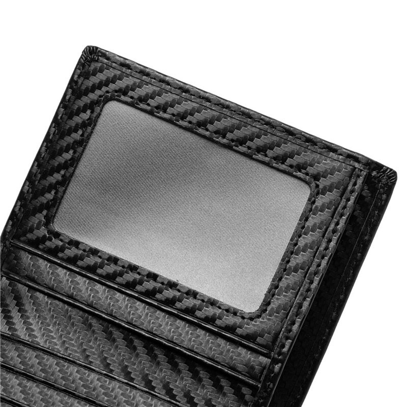 Porte-cartes de crédit en fibre de carbone avec nom personnalisé, portefeuille mince, porte-monnaie à pince à billets, portefeuille en cuir pour hommes avec fenêtre et compartiment pour photo et pièce d'identité