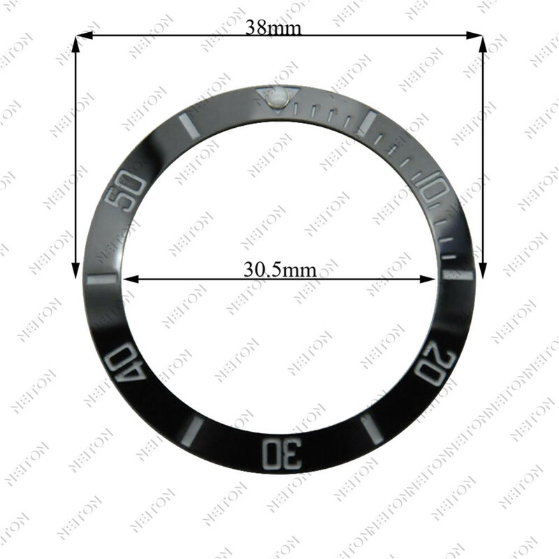 NEITON – insertion de lunette en céramique de 38mm pour montres pour hommes de 40mm, accessoires de remplacement, cadran de montre, Inserts de lunette différents