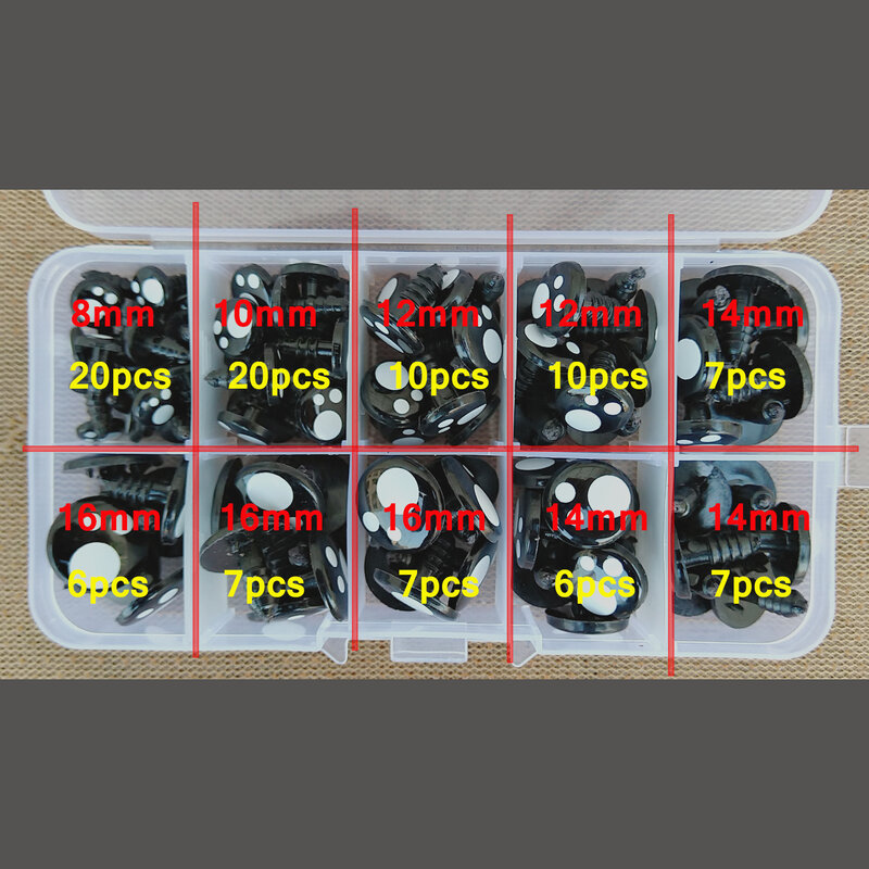 100Pcs/8/10/12Mm Đen Mắt Dành Cho Đồ Chơi Hoạt Hình An Toàn Mắt Cho Búp Bê Làm Động Vật Amigurumi Móc Bằng gấu Thủ Công Đồ Chơi Nhồi Bông Phụ Kiện