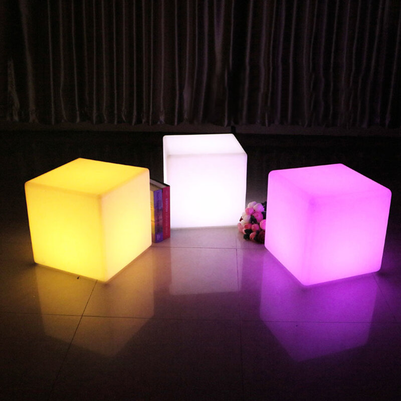 25/30CM LED 테이블 조명 PE 플라스틱 큐브 조명, RGB 무선 호텔 장식 조명, 방수 빛나는 의자 큐브 의자 조명