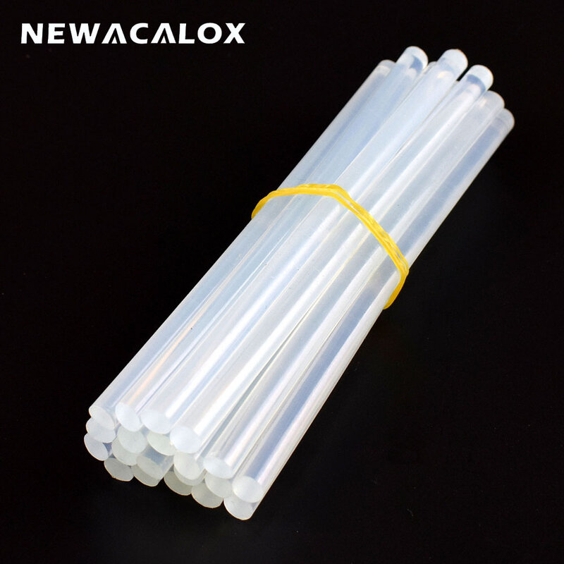 NEWACALOX 20PCS 7Mm X 150Mm Putih/Hitam/Kuning Panas Mencair Lem Tongkat untuk Mini Listrik panas Pistol Lem Kerajinan Diseduh Sendiri Alat Perbaikan