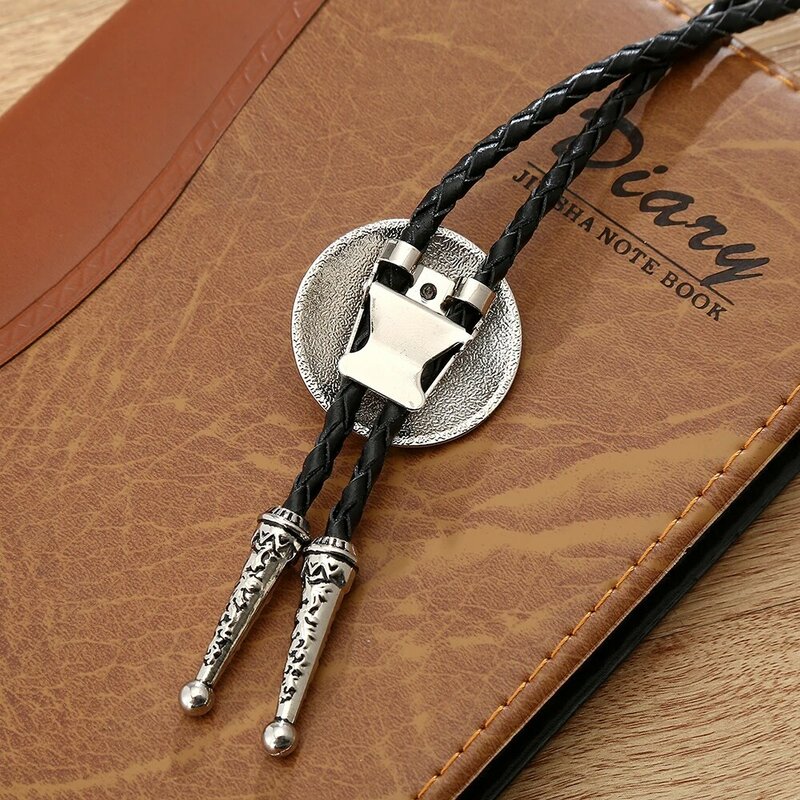 Western cowboy bolo tie American original handmade leather natural stone personality bow tie unisex birthday gift tuxedo