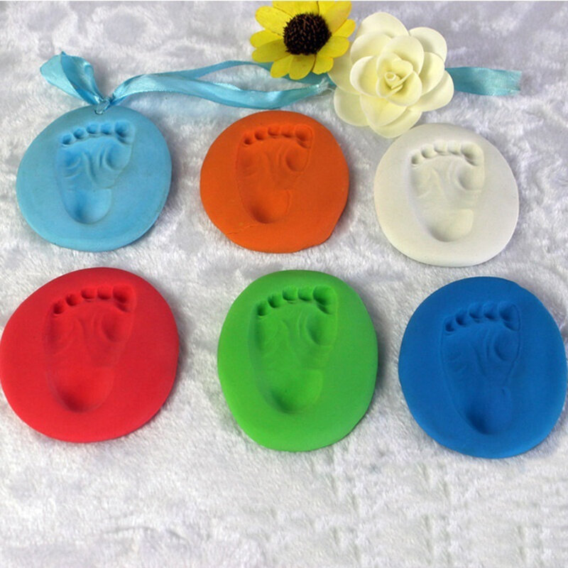Argila Impressão macia para o bebê Crianças Pegada Handprint Recém-nascidos Celebração Brinquedos Pai-filho Argila Diy Ar Secagem Argilas Brinquedos Artesanato