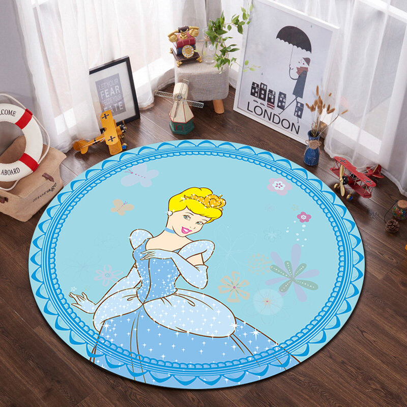 100X100ซม.Disney Princess Play Matพรมลื่นห้องพักหญิงสาวห้องนอนพรมด้านข้างพรมระเบียงพรมเสื่อเสื่อ