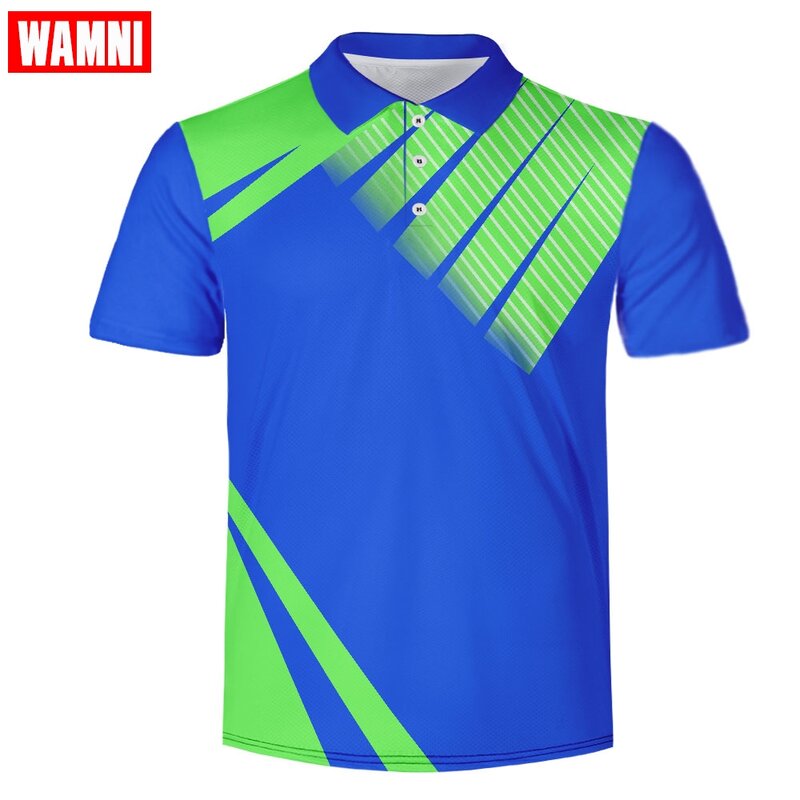 WAMNI 브랜드 패션 3D 테니스 셔츠 하라주쿠 청소년 보디 빌딩 남자 스포츠 루스 셔츠 빠른 건조 배드민턴 셔츠
