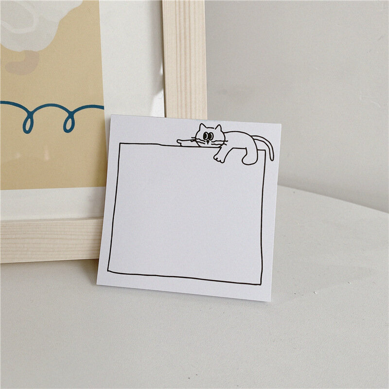 Simple Drawing Cute Cat Dialog Box Memo Pad Ins Mini Notebook Stationery Office Notes Message Paper School Supplies 50 Sheets