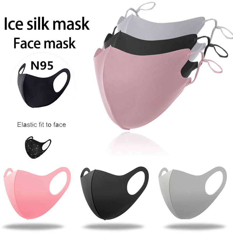 Máscara protetora lavável do laço da orelha máscara protetora de algodão de seda gelo respirável máscaras de boca dustproof anti poluição à prova vento boca pm2.5