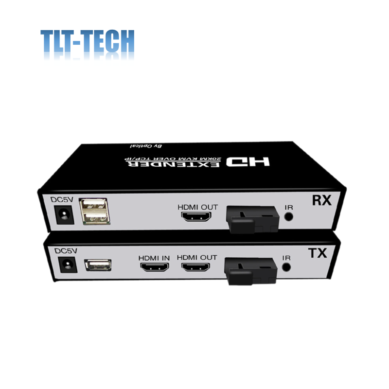 TLT-TECH 1080P HDMI Fiber Optic Converter Support USB Control 20Km Fiber Optical Extender with Loop Out Over SC Fiber Cable