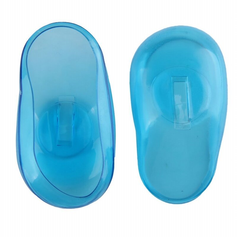 Clear Silicone Ear Cover Haarverf Shield Protect Salon 2Pcs Blauwe Kleur