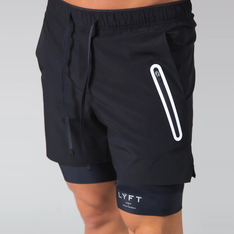 Pantalones cortos deportivos 2 en 1 para hombre, shorts deportivos de doble capa para correr, entrenamiento de gimnasio, secado rápido, novedad de verano de 2021