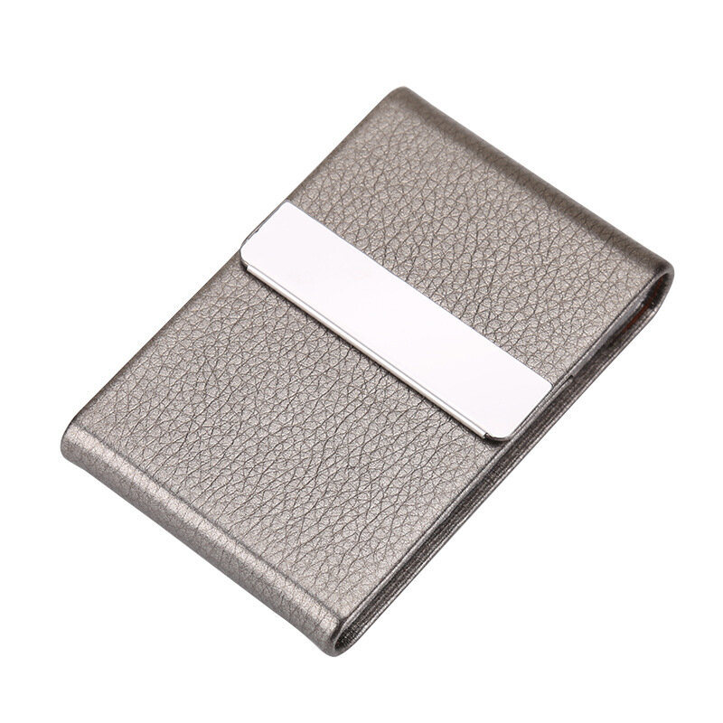 EZONE Business Card Case Men id Credit Card Holder Wallet Leather Metal Aluminum Business Bank Card Case CreditCard Cardholder